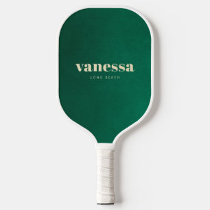 Emerald Green Minimal Modern Classic Name Pickleball Paddle