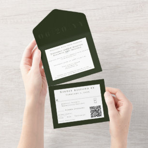 Emerald Green Minimalist Bold Type Wedding All In One Invitation