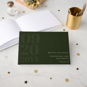 Emerald Green Minimalist Bold Type Wedding Guest Book