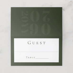 Emerald Green Minimalist Bold Type Wedding Place Card