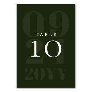 Emerald Green Minimalist Bold Type Wedding Table Number