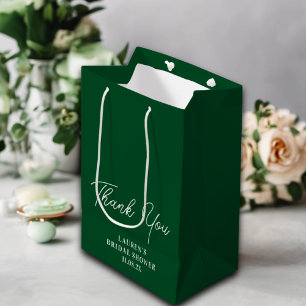 Emerald Green Minimalist Bridal Shower Thank You Medium Gift Bag