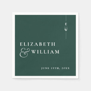 Emerald Green Minimalist Elegant Monogram Wedding Napkin