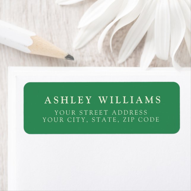 Emerald Green Minimalist Elegant Return Stickers (Insitu)