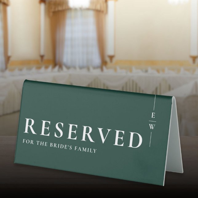 Emerald Green Minimalist Modern Reserved (Emerald Green Minimalist Modern Reserved Table Tent Sign)