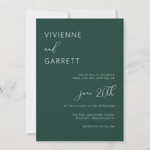 Emerald Green Minimalist Modern Simple Wedding Invitation