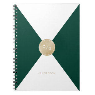 Emerald green minimalist modern wedding guest book