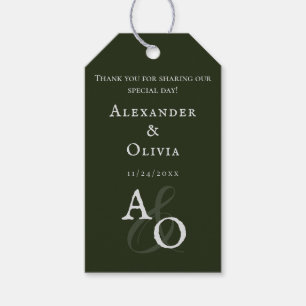 Emerald Green Minimalist Monogram Favour Gift Tags