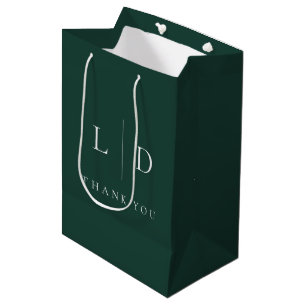 Emerald Green Minimalist Monogram Wedding Medium Gift Bag