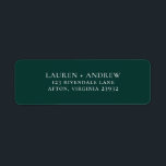 Emerald Green Minimalist Return Address Label<br><div class="desc">Minimalist return address label. You can personalise by modifying the names and address,  and changing the colours to match your wedding theme.</div>