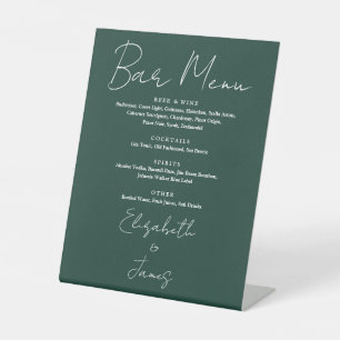 Emerald Green Minimalist Script Bar Menu Pedestal Sign