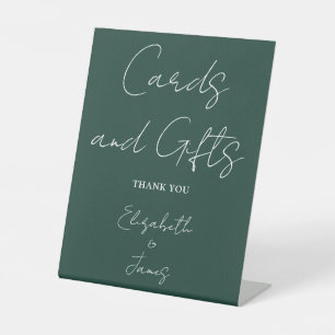 Emerald Green Minimalist Script Cards And Gifts Pedestal Sign
