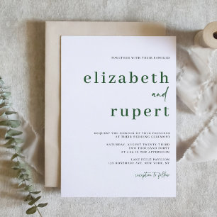 Emerald Green Minimalist Serif Typography Wedding Invitation