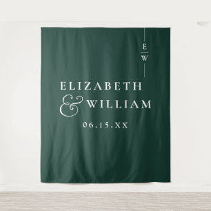 Emerald Green Minimalist Wedding Photo Backdrop Tapestry