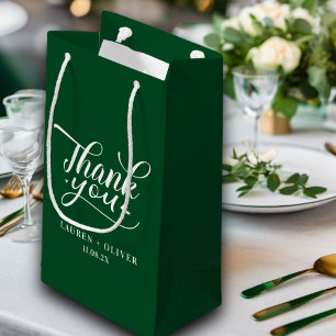 Emerald Green   Minimalist Wedding Thank You Small Gift Bag