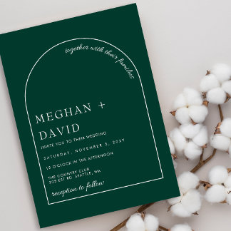 Emerald Green Modern Arch Wedding Invitation
