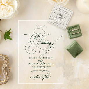 Emerald Green Modern Calligraphy Classic Wedding Acrylic Invitations