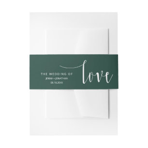 Emerald Green Modern Calligraphy Script Wedding Invitation Belly Band