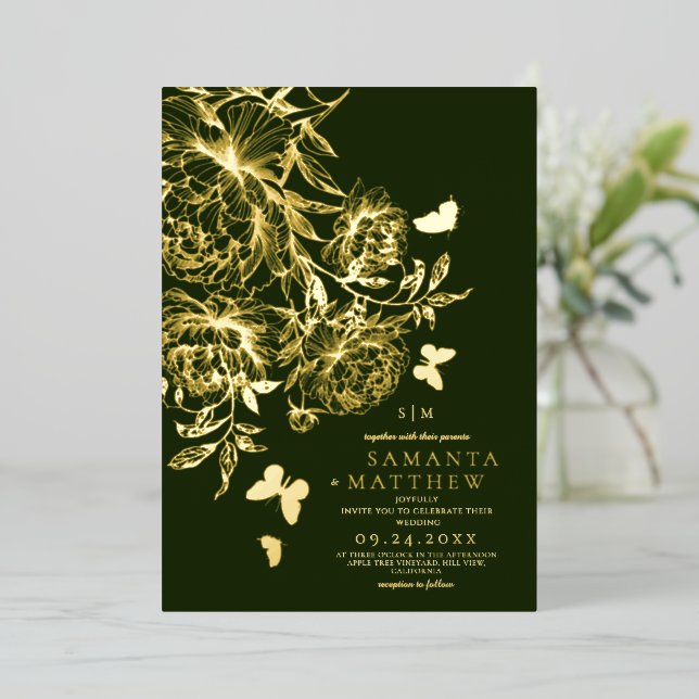 Emerald Green⎮Modern Floral Minimalist Wedding (Standing Front)