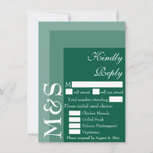 Emerald Green Modern Initial Wedding RSVP Card