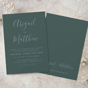 Emerald Green Modern Minimalist Boho Wedding Invitation