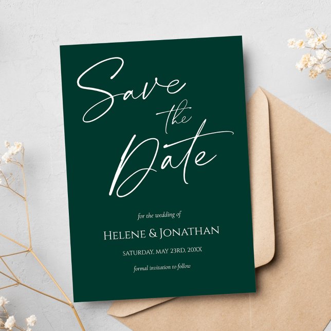 Emerald Green Modern Minimalist Elegant Wedding Save The Date (Emerald Green Modern Minimalist Elegant Wedding Save The Date)