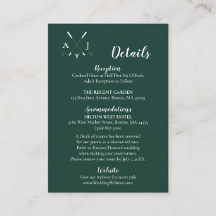 Emerald Green Modern Minimalist Golf Wedding Enclosure Card