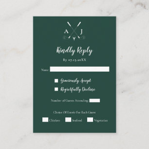 Emerald Green Modern Minimalist Golf Wedding Enclosure Card