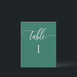 Emerald Green Modern Minimalist Table Number<br><div class="desc">Modern and elegant minimalist style emerald green number with modern hand written calligraphy details. Clear area on the bottom allowing you to use all kinds of table number holders without obstructing the number. Modern medium size card for a sleek, simple look. Available in a variety of colours. Have all tables...</div>