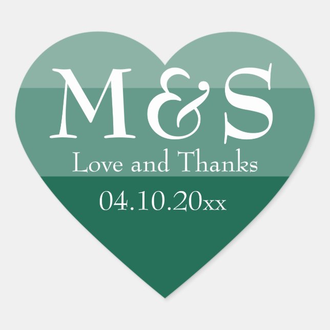 Emerald Green Modern Script Wedding Heart Sticker (Front)