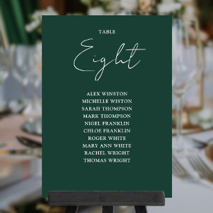 Emerald Green Modern Seating Chart Table Number