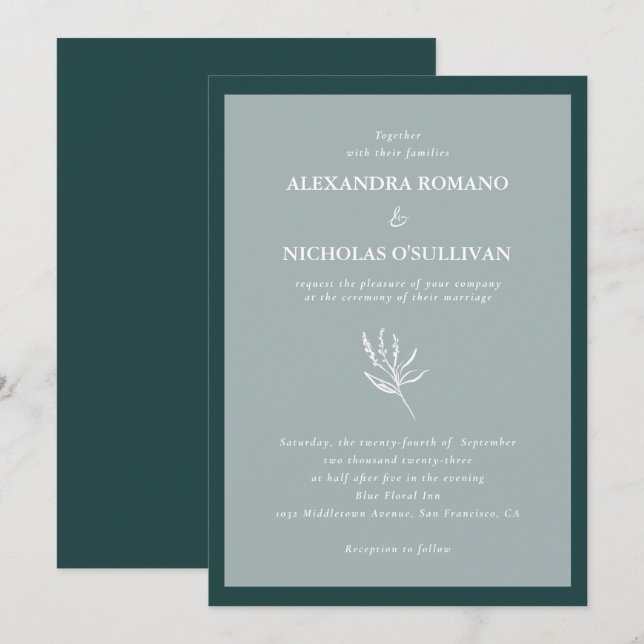 Emerald Green Modern Simple Wedding Invitation (Front/Back)