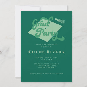 Emerald Green Modern Tassel Grad Party Invitation