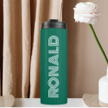 Emerald Green Modern Typography Groomsman Thermal Tumbler<br><div class="desc">A gift for your wedding groomsman or best man! Keep hot beverages hot and cold beverages cold with this insulated,  metal thermal tumbler that is a trendy,  emerald green colour along with name printed in white,  modern style typography. Edit your thermal tumbler and replace name with your desired name.</div>