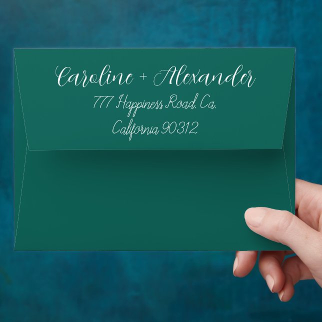Emerald Green Modern Wedding Chic Return Address Envelope (Hand)