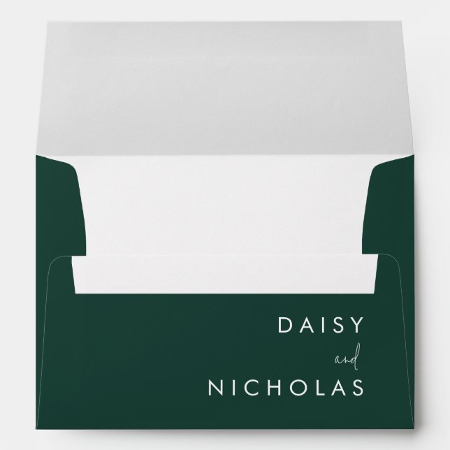 Emerald Green Modern Wedding Engagement Envelope (Back (Bottom))