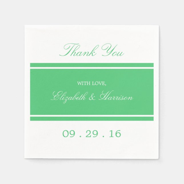 Emerald Green Modern Wedding Napkin (Front)