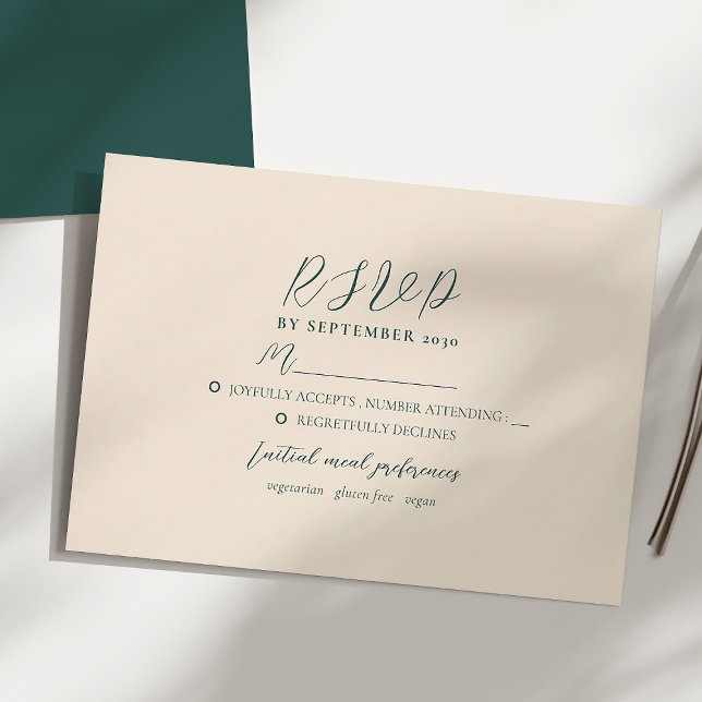 Emerald Green Modern Wedding RSVP Card (Creator Uploaded)