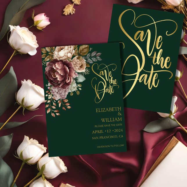 Emerald green Modern Wedding Save the Date  (Creator Uploaded)