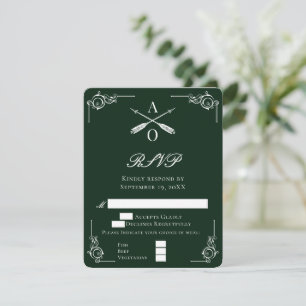 Emerald Green Monogram and Arrows Wedding RSVP Card