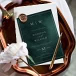 Emerald Green Monogram & Border Elegant Wedding Invitation<br><div class="desc">Emerald Green Monogram & Border Elegant Wedding Invitation</div>