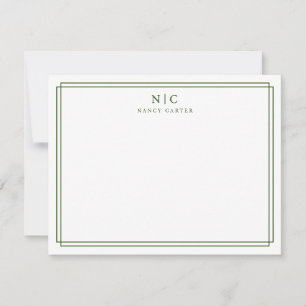 Emerald Green Monogram Geometric Border Card
