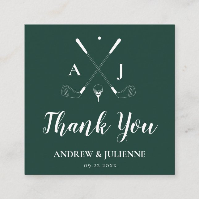 Emerald Green Monogram Golf Wedding Favour Tag (Front)