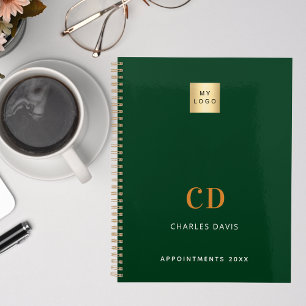 Emerald green monogram initials business logo 2025 planner