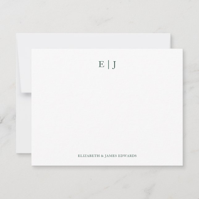 Emerald Green Monogram Initials Personalised Card (Front)