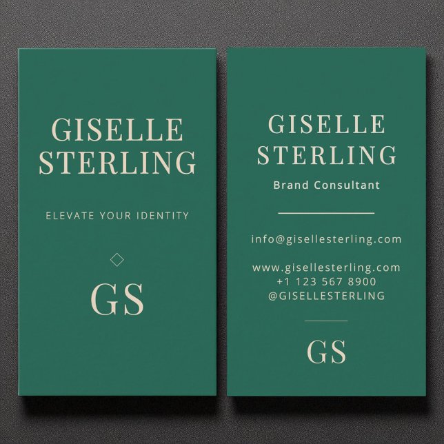 Emerald Green Monogram Modern Elegant Minimalist  Business Card (Creator Uploaded)