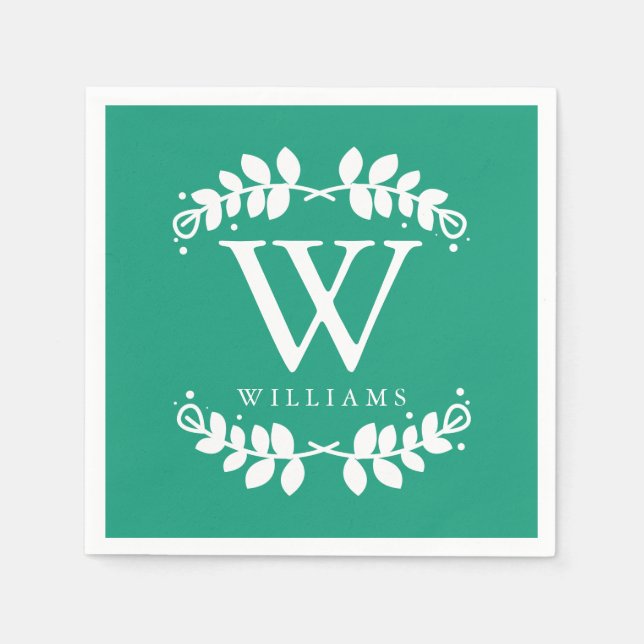 Emerald Green Monogram Napkin (Front)