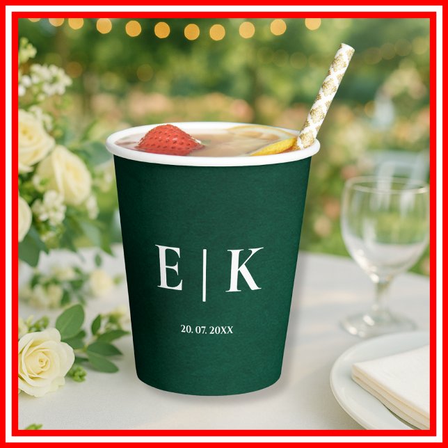 Emerald Green Monogram Paper Cups (Creator Uploaded)