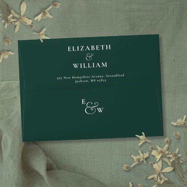 Emerald Green Monogram Return Address Envelope (Emerald Green Monogram Return Address Envelope)