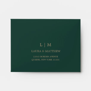 Emerald Green Monogram Return Address Wedding Envelope